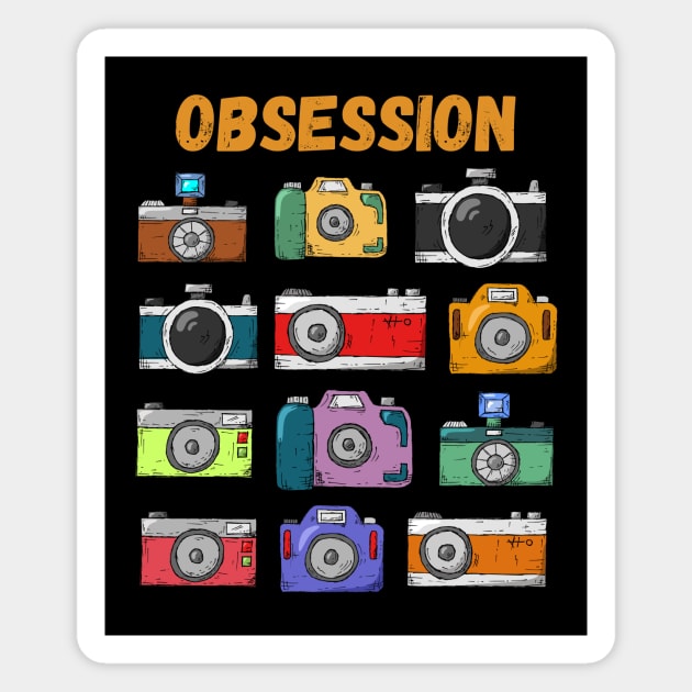 OBSESSION with cameras Magnet by Jedidiah Sousa